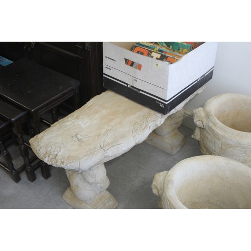 116 - Cast Concrete Timber Seat  (Large Straight Timber Seat on Squirrel Plinths)