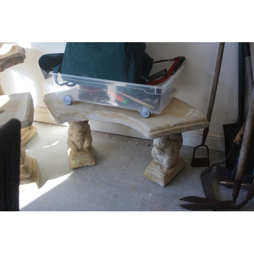 118 - Cast Concrete Squirrel Seat (Curved Seat on Squirrel Plinths)