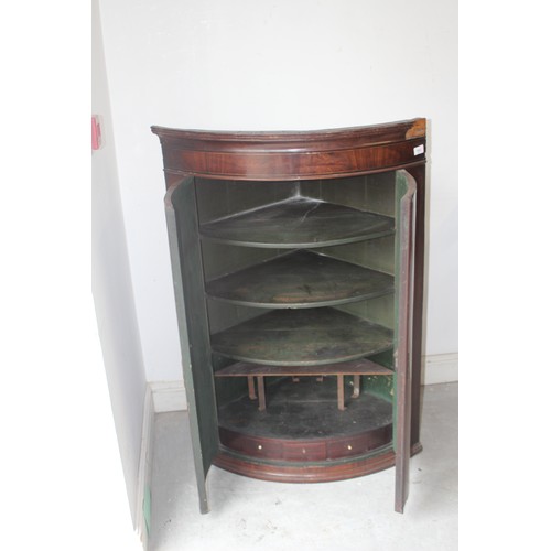 27 - A Flame Mahogany Bow-Fronted Hanging Corner Cupboard - 46
