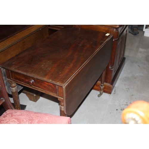 169 - Victorian Mahogany Pembroke Table on Turned Legs terminating on Ceramic Castors