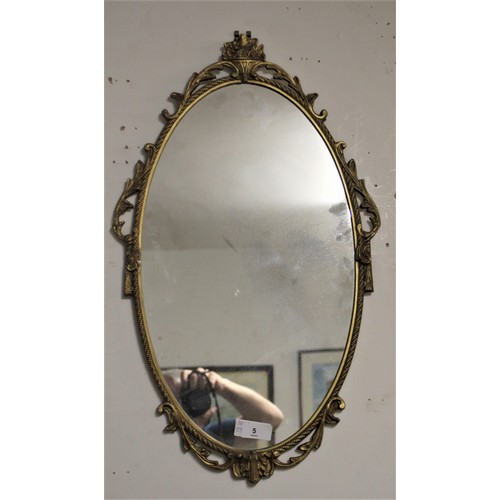 5 - Ornately Gilt Framed Oval Mirror