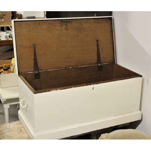 21 - Early 20th Century Solid Wood Blanket Box (over-painted white)