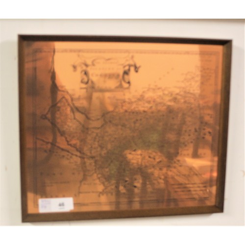 46 - Framed Copper Etching Map - County Palatine of Chester