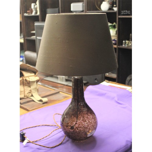 255 - Table Lamp having Glass Base with Tortoiseshell Effect Decoration and Brown Shade - Total Height app... 