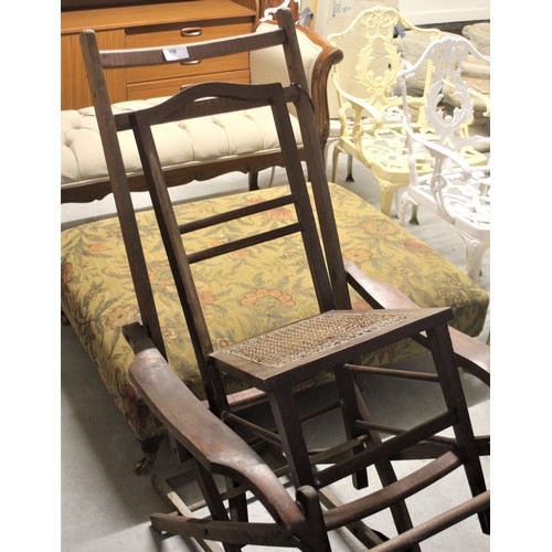 130 - An Edwardian Beechwood Reclining Deckchair with a Book Rest (missing its Fabric/webbing, etc), Plus ... 