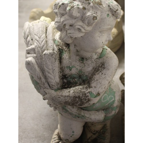 109 - Cast Concrete Over-Painted Garden Statue of a Cherub - approx 30