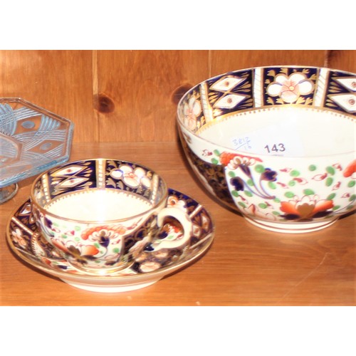 143 - Three Pieces of Derby China/Bloor Derby Bowl and Saucer Plus a Crown Derby Tea Cup.  Bowl has Rubs t... 