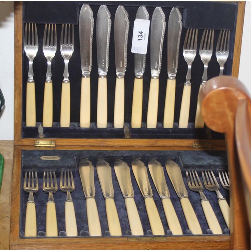 134 - Twelve Place Setting Canteen of Fish Knives and Forks by Penlington & Batty of Liverpool