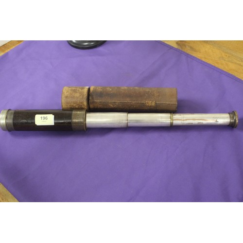 72 - An antique Leather Cased Four Draw Midshipman's Telescope by A & E Emmanuel of Portsea