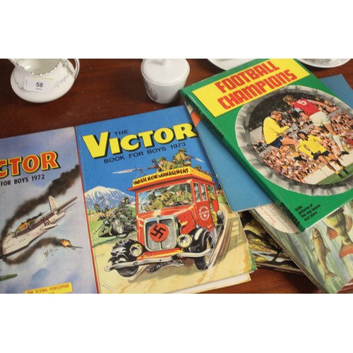 166 - Boys' Annuals:  The Hotspur 1972 to 1974, The Victor 1972 to 1974 and One Jet Annual 1973, etc.