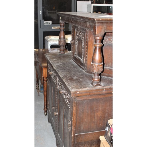 21 - Oak Court Cupboard Fitted with Interior Shelves (Inter-War - Solid)