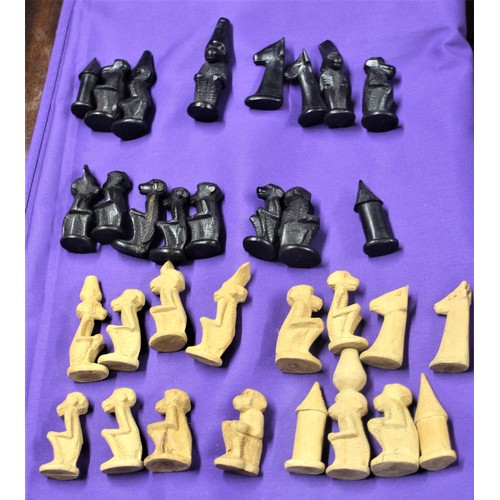 79 - Wooden African Style Carved Chess Pieces (16 plus 16)