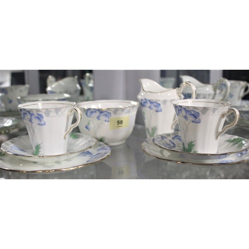 58 - A Paladin English China Two-Trio Tea Set including Sugar Bowl and Jug in the 