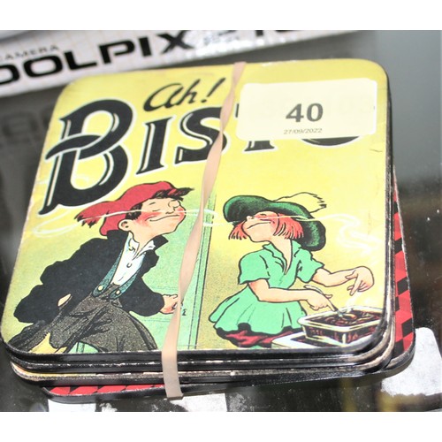 40 - Four Table Mats with Old Advertising - Oxo, HP Sauce, Coleman's Mustard and Bisto Gravy