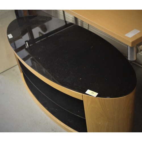 64 - Oval (Black Glass and Wood Design) Television Stand - 44