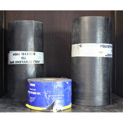 104 - Three Unused Reels of Polyethylene DPC Waterproof Roofing Lining approx. 20m each reel