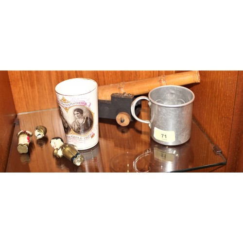 71 - Assorted: An Aluminium Royal Commemorative Mug (1910-1935)Plus a Preston Guild Beaker (1922) and a W... 