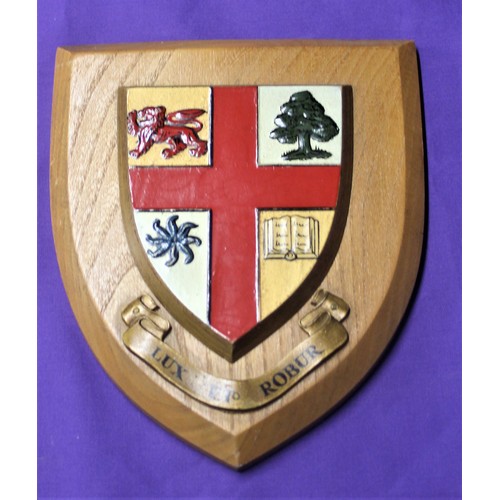 7 - Wooden College Plaque with Motto 