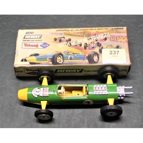 205 - Boxed Tri-ang Mini-Highway Racing Car in Green and Yellow Number 7