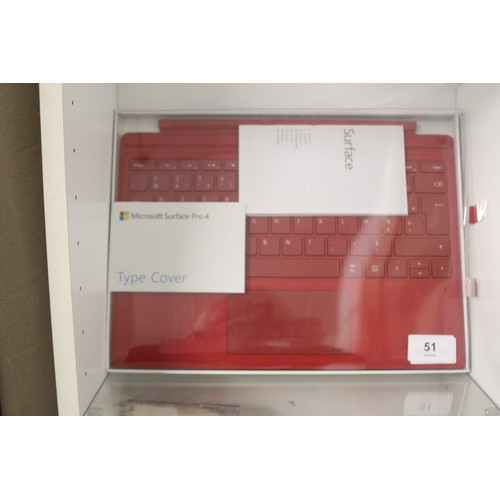 51 - One Boxed Microsoft Surface Pro-4 Type Cover in Red