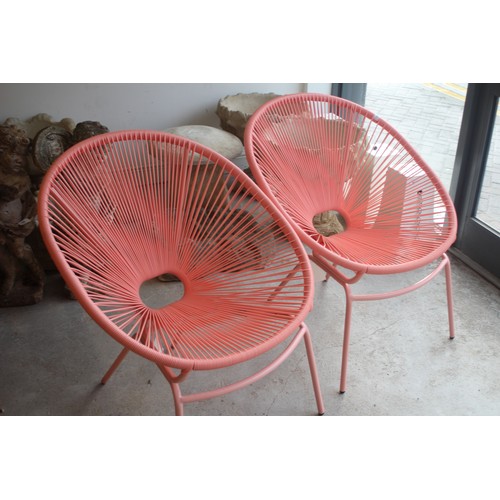 229 - Two Marks and Spencer's Lois Pattern Retro Garden/Conservatory Chairs in Flamingo Pink