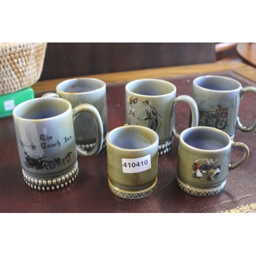 50 - Six Wade (Armagh, Ireland) Stoneware Mugs (Four Large and Two Small)