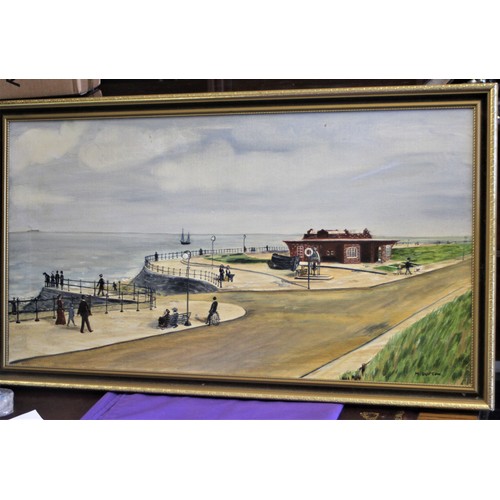 146 - Framed Oil on Canvas of Hoylake Promenade circa 1910 Signed M Dufton - 32