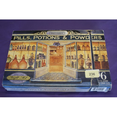 29 - Boxed Matchbox Toys  Pills/Potions/Powders - Six Vehicles (Mint in Box)