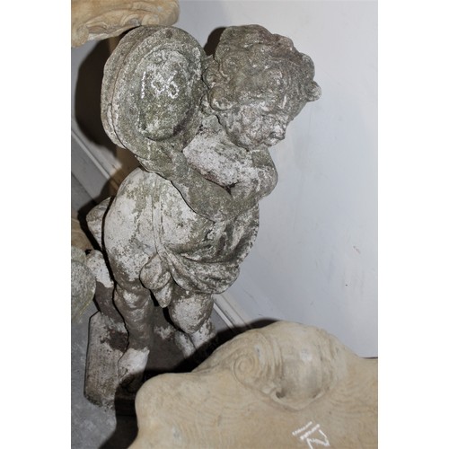 120 - Cast Concrete Garden Statue of a Tambourine Player - approx 2