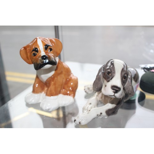 1 - Two Canine Porcelain Ornaments:  An Austrian Royal Belvedere Stamped 5288, and a Melba Ware 