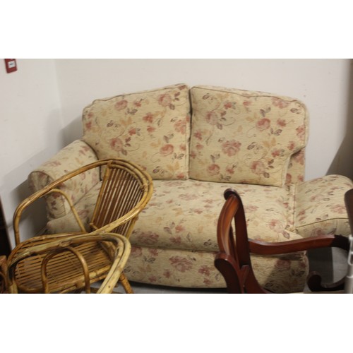 138 - Two-Seater Drop-End Sofa Plus Matching Electric Recliner Chair Upholstered in a Floral Fabric