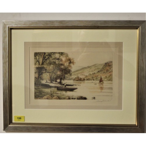 77 - Framed and Mounted Coloured Etching of Loch Earn Signed by Henry G. Walker - 21