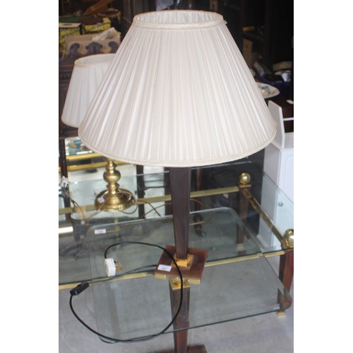 142 - Brass and Burnished Steel Tapered and Footed Table Lamp