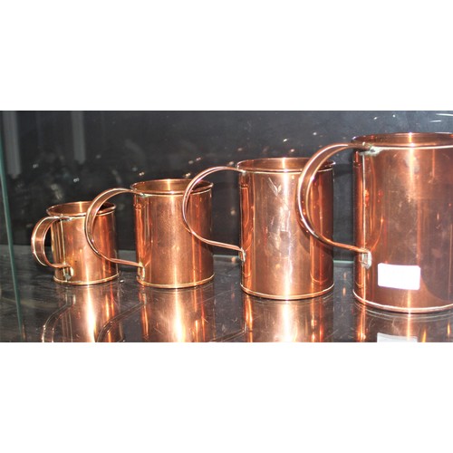 199 - Graduated Set of Copper Measures:  Quart, 1.5 Pint, 1 Pint and a Half Pint