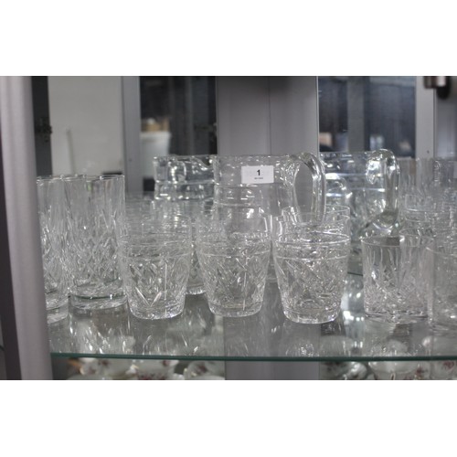 1 - Edinburgh Crystal:  Water Jug with Five Glasses, Plus Set of Four Spirits Glasses and Two Tall Glass... 