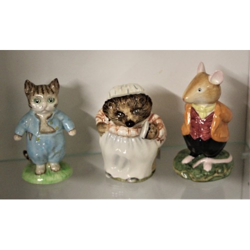 15 - Three Royal Doulton Porcelain Figures:  Beatrix Potter Mrs Tiggy Winkle, Brambly Hedge Lord Wood Mou... 