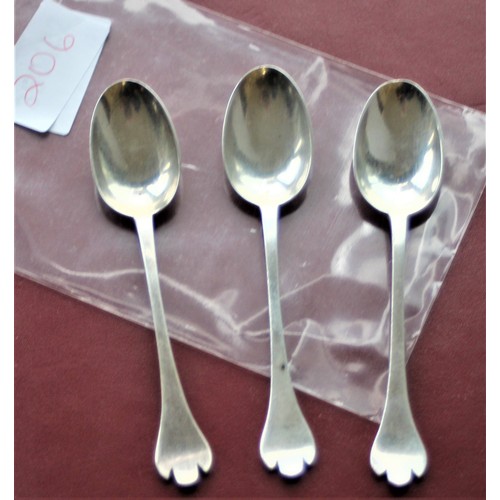 206 - Three Silver Teaspoons (Sheffield Hallmark)