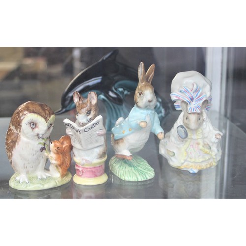 198 - Four Beswick Porcelain Beatrix Potter Figures:  Old Mr Brown, Peter Rabbit, Tailor of Gloucester and... 