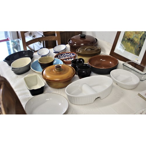 30 - Large Quantity Stoneware and Arcopal and Mason & Cash Casserole and Serving Dishes, etc