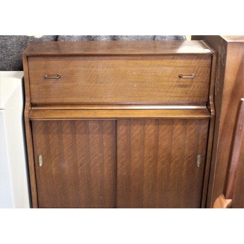 59 - Mid-Century Teak Bureau (having Sliding Door Cabinet)