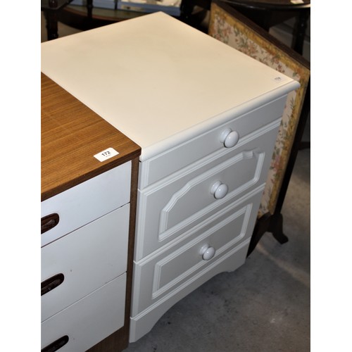 174 - Three-Drawer Bedside Cabinet in White Melamine