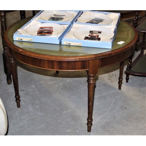 178 - Circular Occasional Table having Tapered and Fluted Legs and Green Leather Inlay under Glass - 29