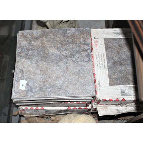 10 - Ten Boxes of Glazed Ceramic Floor Tiles (each Tile 31.7 cm Square, Each Box contains 10 Tiles) in Gr... 