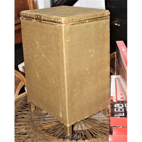 51 - Lloyd Loom Style Linen Box in Old Gold