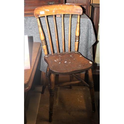 27 - Pair of Spindle Back Kitchen Chairs having Turned Legs (n/a)