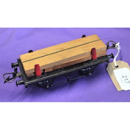 217 - Hornby O Gauge Wood Carrying Wagon with Load