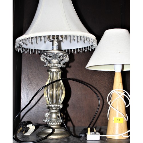 196 - Two Table Lamps (One Metal and Glass and One Wood) with Shades