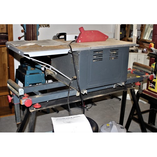 230 - Performance 254mm Table Saw Mounted on Performance Power Portable Tool Stand, with Instructions