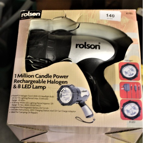 236 - Boxed Rolson Million Candle Power Rechargeable Halogen and 8 LED Lamp