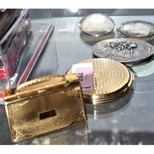 244 - Five Vintage Powder Compacts including a Novelty Handbag by Mascot, Circular Engine Turned by Stratt... 